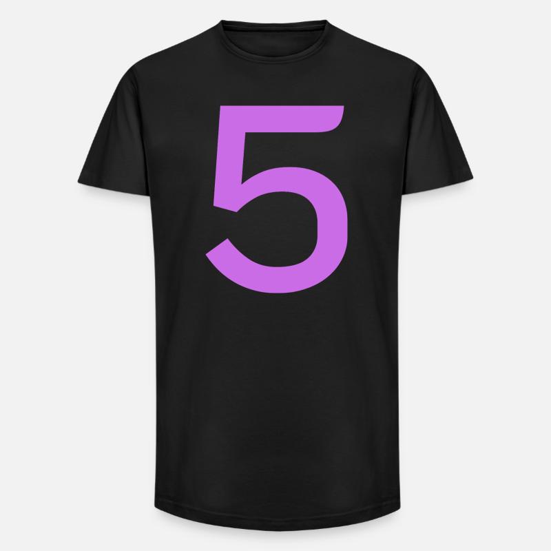 5 - Long Fit Männer T-Shirt - Schwarz