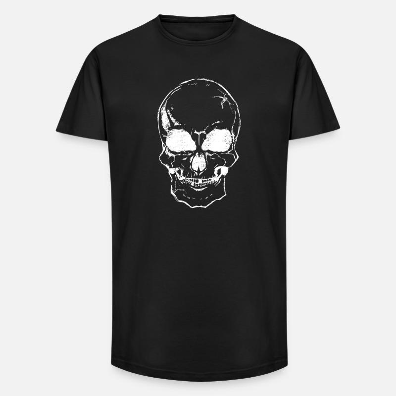 scull chalk white - Long Fit Männer T-Shirt - Schwarz