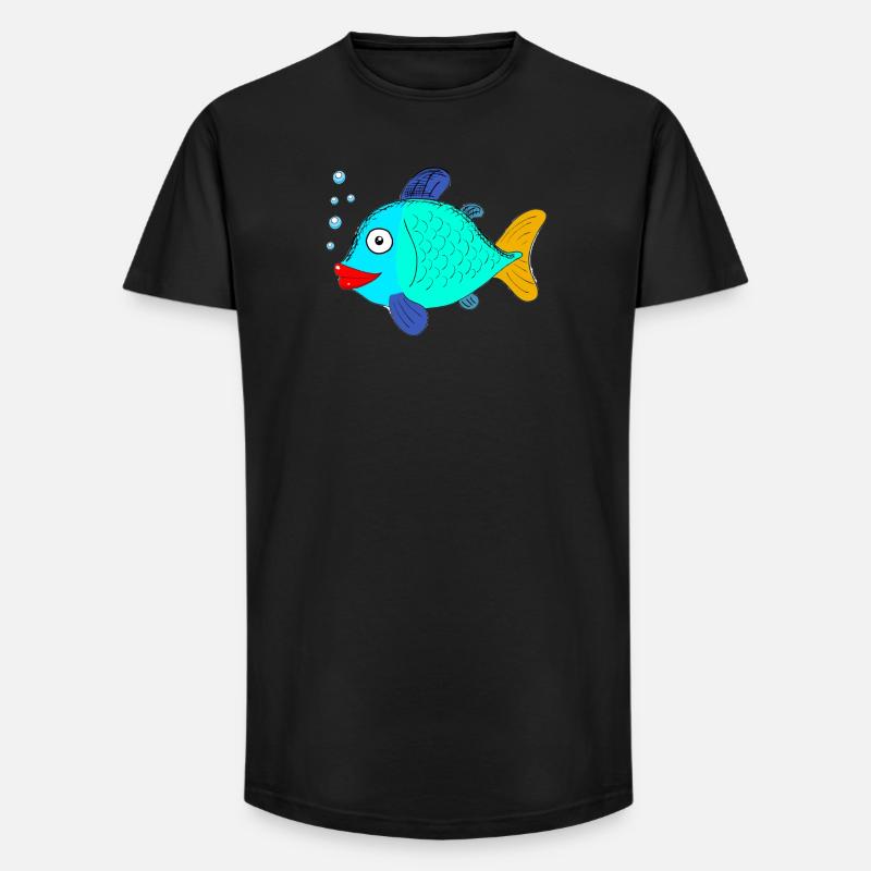 fisch mit Blubberblasen - Long Fit Männer T-Shirt - Schwarz