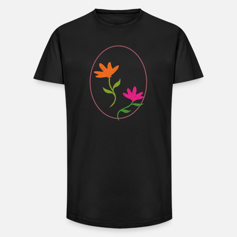 Osterei mit zwei Blumen - Long Fit Männer T-Shirt - Schwarz