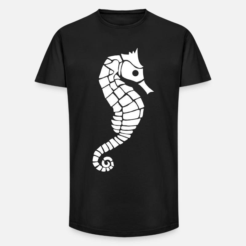 Weißes Seepferdchen - Long Fit Männer T-Shirt - Schwarz