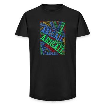 t-shirt Abigail word cloud t-shirt idée cadeau t-shirt - T-shirt coupe longue homme - noir - Devant - AI Model Male 185 light (185cm)