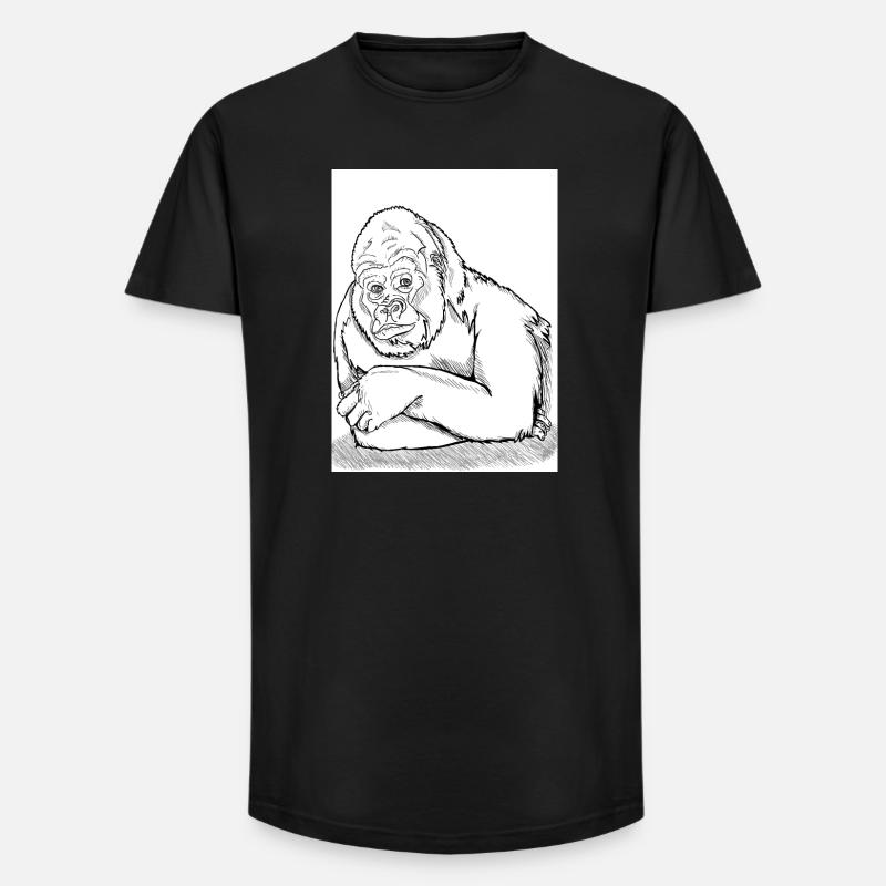 Nachdenklicher Gorilla - Long Fit Männer T-Shirt - Schwarz
