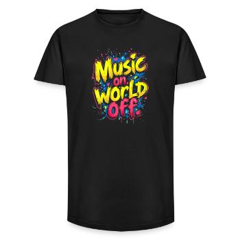 MUSIK AN, WELT AUS - Long Fit Männer T-Shirt - Schwarz - Vorne - AI Model Male 185 light (185cm)