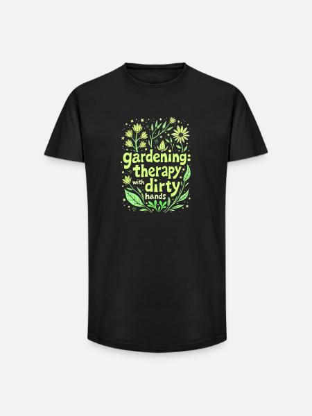 GARDENING: THERAPY WITH DIRTY HANDS - Long Fit Men's T-Shirt - black