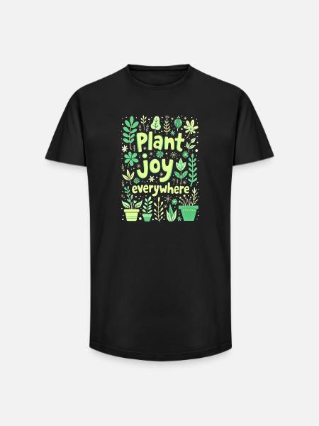 PLANT JOY EVERYWHERE - Long Fit Men's T-Shirt - black
