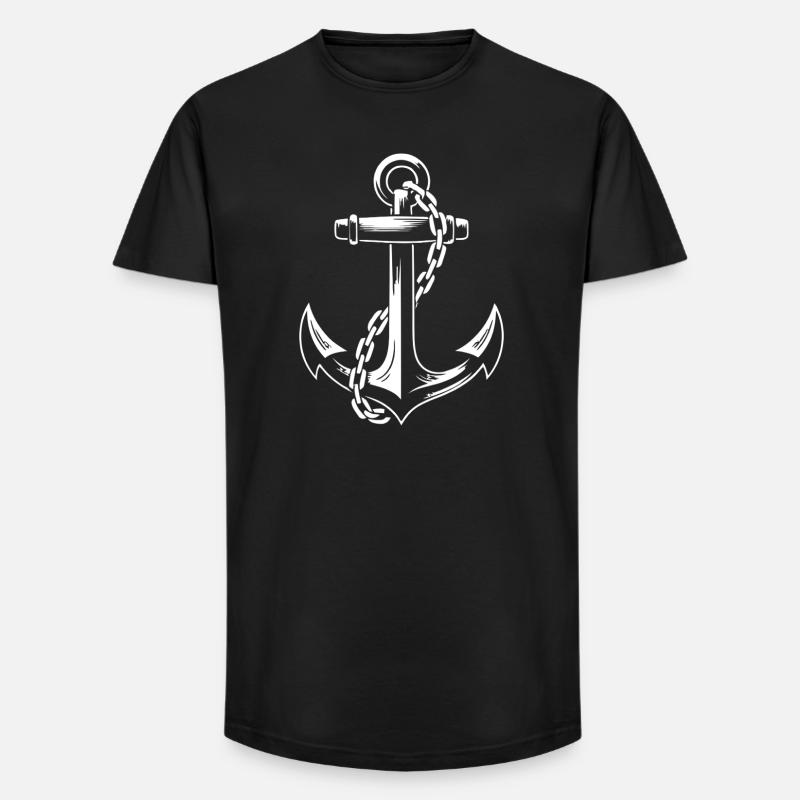 Robuster Schiffsanker mit Kette - Long Fit Männer T-Shirt - Schwarz