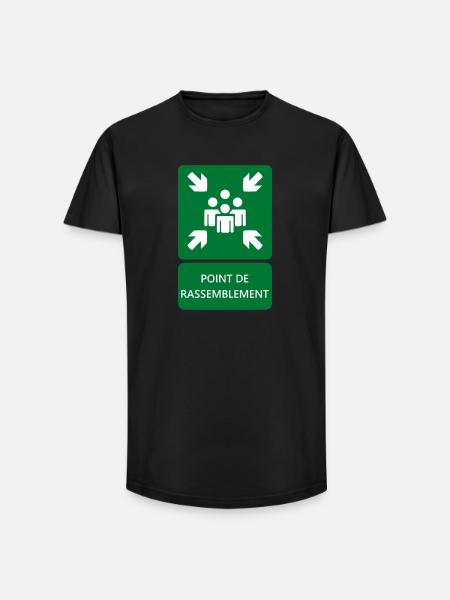 assembly point sign, signage - Long Fit Men's T-Shirt - black