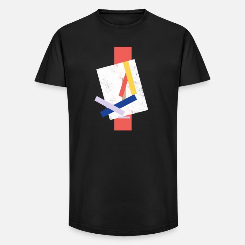 Abstrakte Farbblock Muster verzerrtes Gesicht - Long Fit Männer T-Shirt - Schwarz