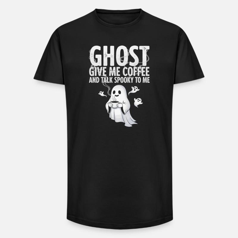 Gruselige Kaffeegeist-Illustration - Long Fit Männer T-Shirt - Schwarz