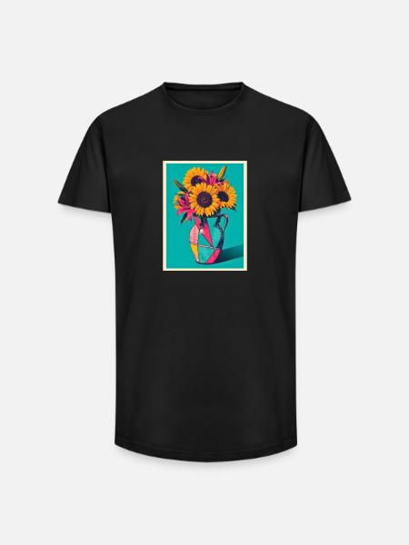 Pop Art Flower Vase - Long Fit Men's T-Shirt - black