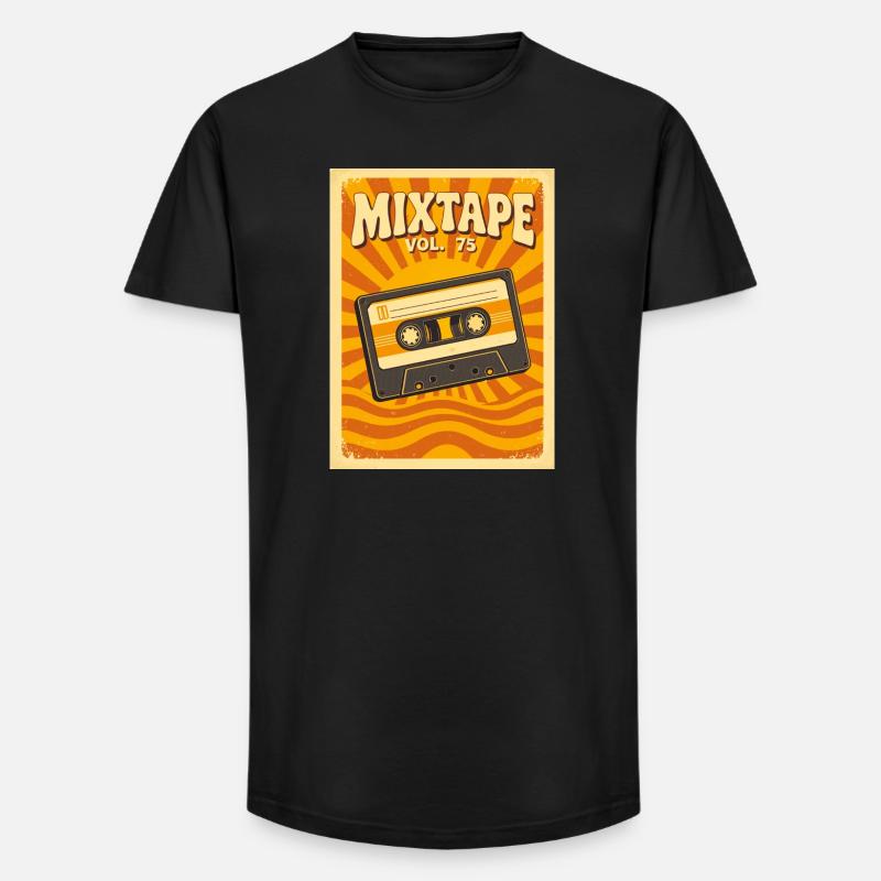 Retro-Mixtape-Illustration mit warmen Siebzigern - Long Fit Männer T-Shirt - Schwarz