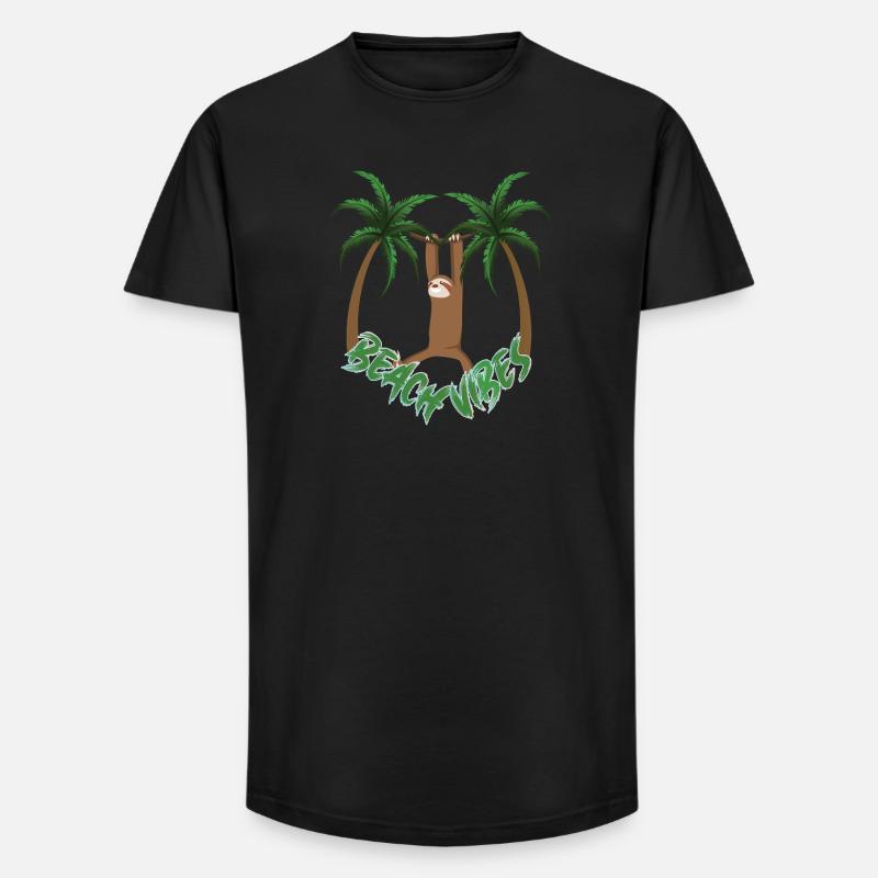 Beach Vibes Sloth - Long Fit Männer T-Shirt - Schwarz