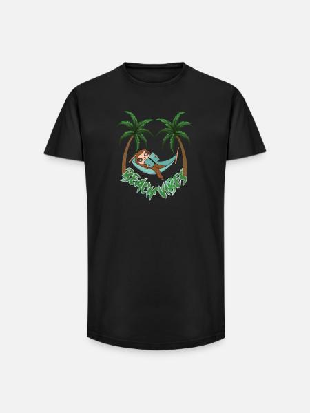 Hot to relax sloth beach - Long Fit Men's T-Shirt - black