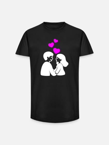 Verliebt Paar Herz - Long Fit Männer T-Shirt - Schwarz
