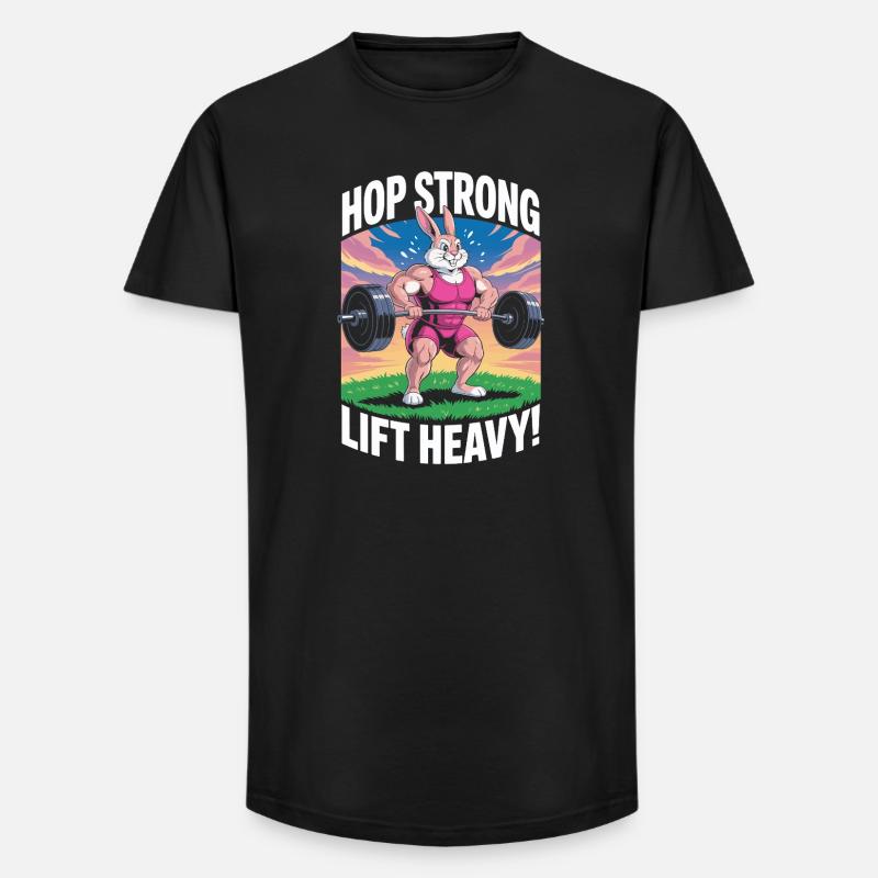 Spring stark. Hebe schwer - Long Fit Männer T-Shirt - Schwarz