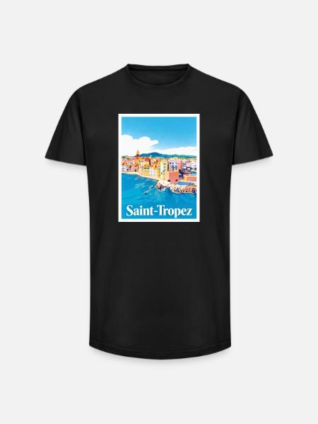 Saint-Tropez Côte d'Azur - Long Fit Men's T-Shirt - black
