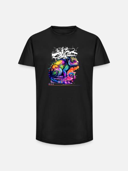 Farbenfroher Chamäleon Graffiti - Long Fit Männer T-Shirt - Schwarz