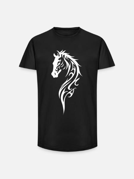 Stammehestens hovedlinjestil - Long fit herre T-shirt - sort