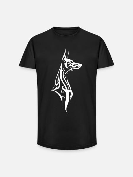 Tribal Doberman Black White - Long Fit Men's T-Shirt - black