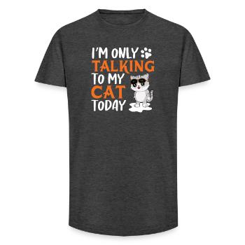 Only talking to my cat - Long Fit Men's T-Shirt - charcoal grey - Front - AI Model Male 185 light (185cm)