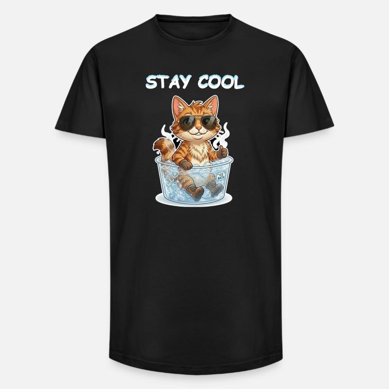 Eisbad Kätzchen Cool Bleiben - Long Fit Männer T-Shirt - Schwarz