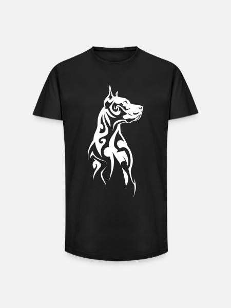 Tribal Dog Head - Long Fit Men's T-Shirt - black