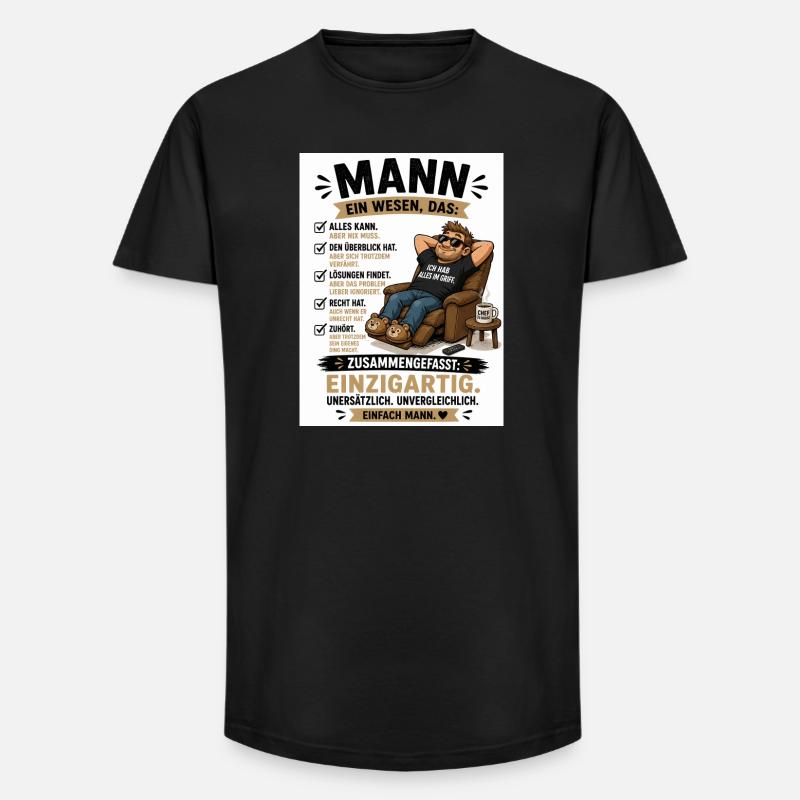 Mann: Einzigartig, unverwechselbar - Long Fit Männer T-Shirt - Schwarz