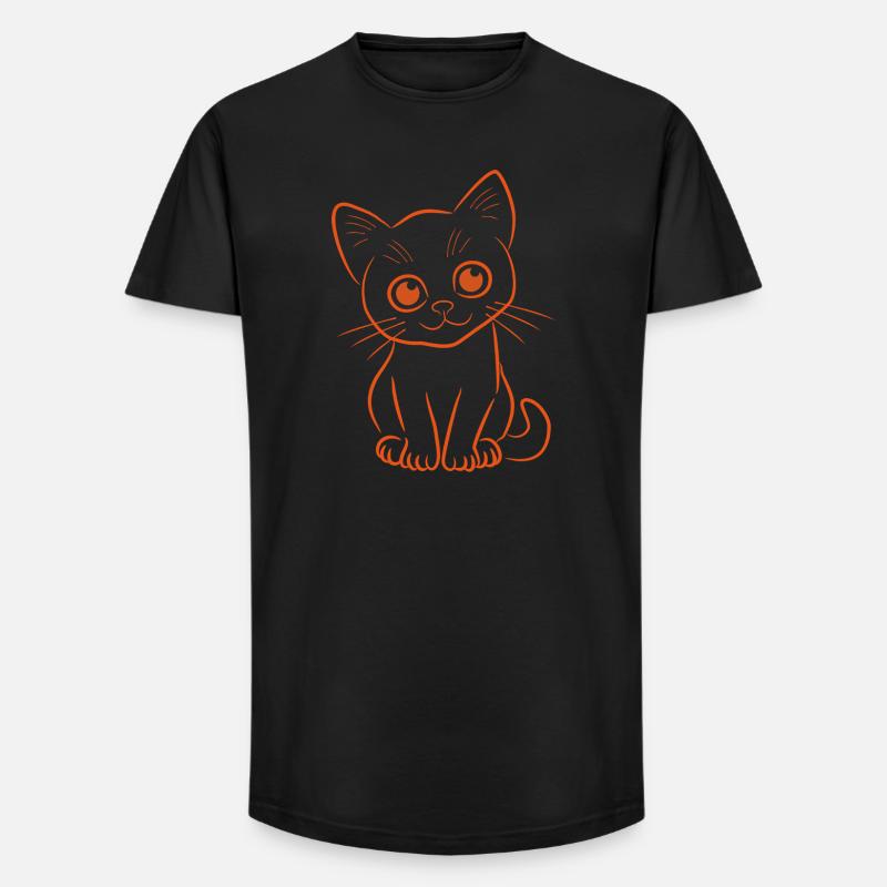 Kätzchen in Orange - Long Fit Männer T-Shirt - Schwarz