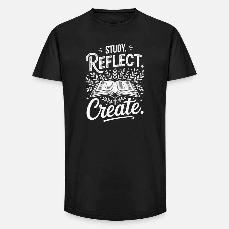 Study Reflect Create OpenBook Motif - Long Fit Men's T-Shirt - black
