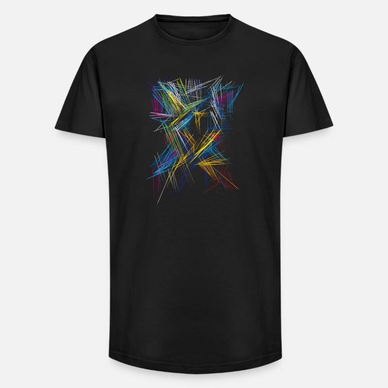 Futurism Abstract - 3D Pattern - Long Fit Men's T-Shirt - black