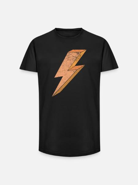 Blitzsymbol in warmem Orange 3D - Long Fit Männer T-Shirt - Schwarz