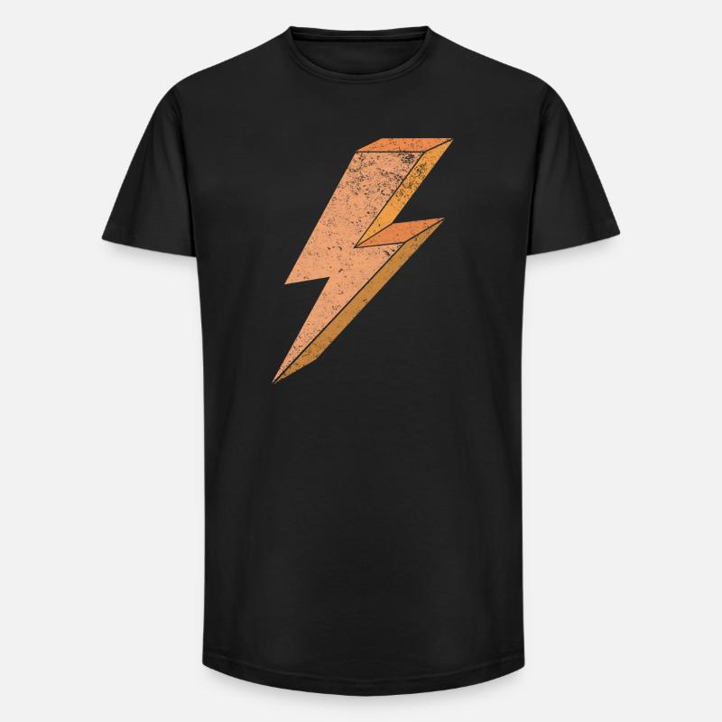 Blitzsymbol in warmem Orange 3D - Long Fit Männer T-Shirt - Schwarz