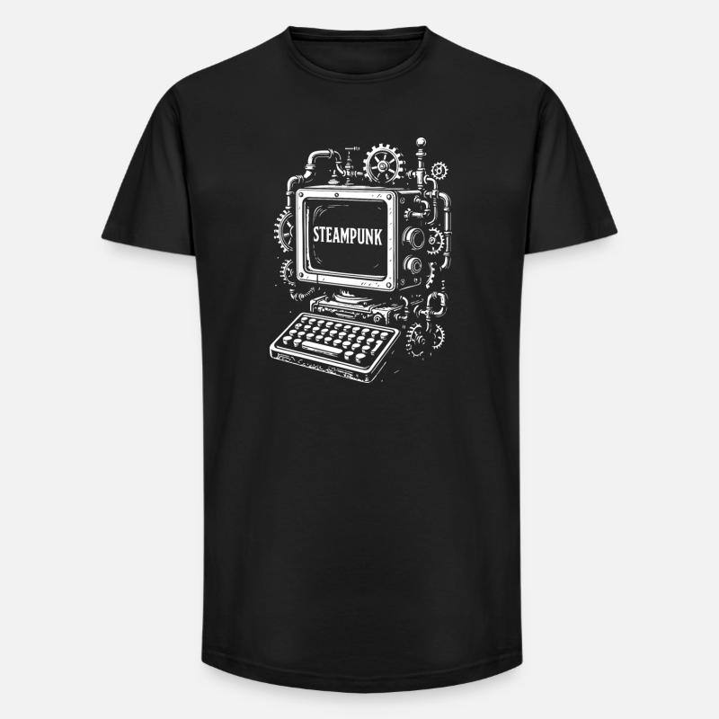 Steampunk Computer Getriebe - Long Fit Männer T-Shirt - Schwarz