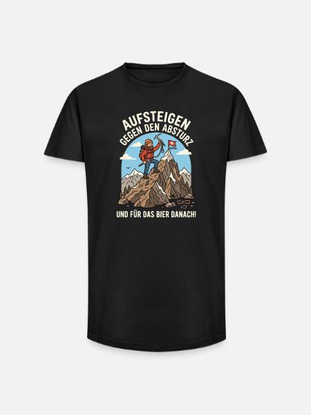 Bergsteiger gegen Abstieg Bier Danach - Long Fit Männer T-Shirt - Schwarz
