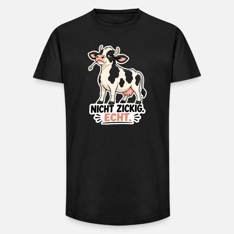Kuh „Nicht schwierig. Echt.“ – Lustiges Statement - Long Fit Männer T-Shirt - Schwarz