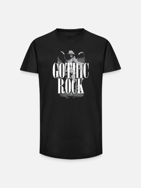 Gotischer Rock mit Engels-Design-Typografie - Long Fit Männer T-Shirt - Schwarz