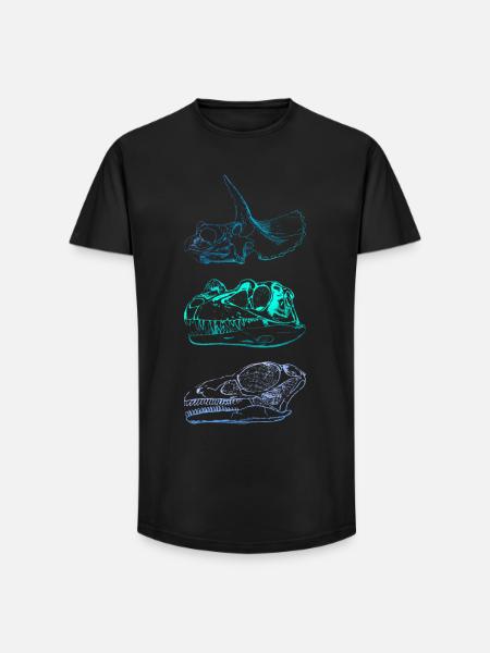 Dinosaurier-Schädel - Long Fit Männer T-Shirt - Schwarz