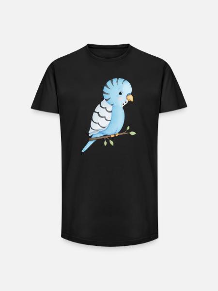cute budgie bird - Long Fit Men's T-Shirt - black