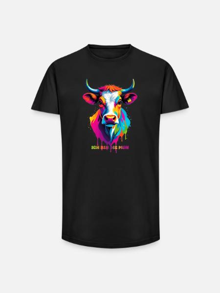Süße bunte Kuh - Long Fit Männer T-Shirt - Schwarz