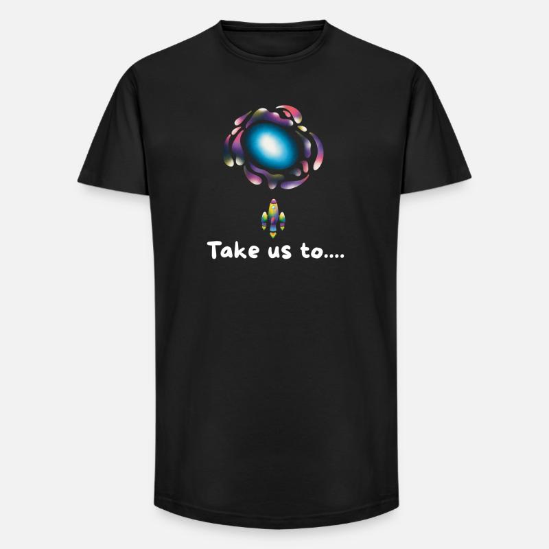 Neon Galaxy Rocket - Long Fit Männer T-Shirt - Schwarz