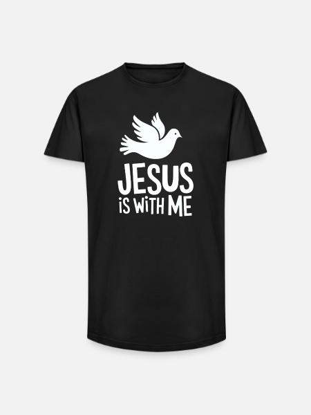 Jesus is with me - Long Fit Men's T-Shirt - black