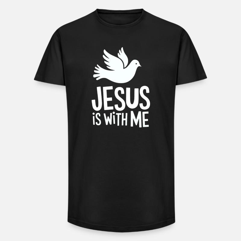 Jesus is with me - Long Fit Männer T-Shirt - Schwarz