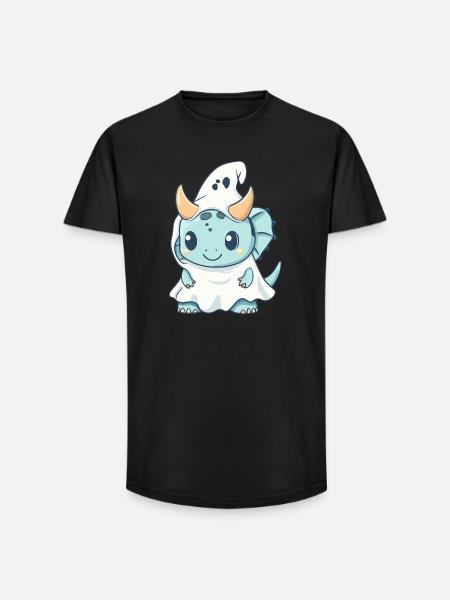 Dinosaur triceratops Halloween Ghost - Long Fit Men's T-Shirt - black