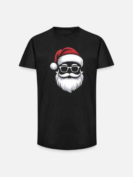 Weihnachtsmann mit Schnurrbart Brille - Long Fit Männer T-Shirt - Schwarz