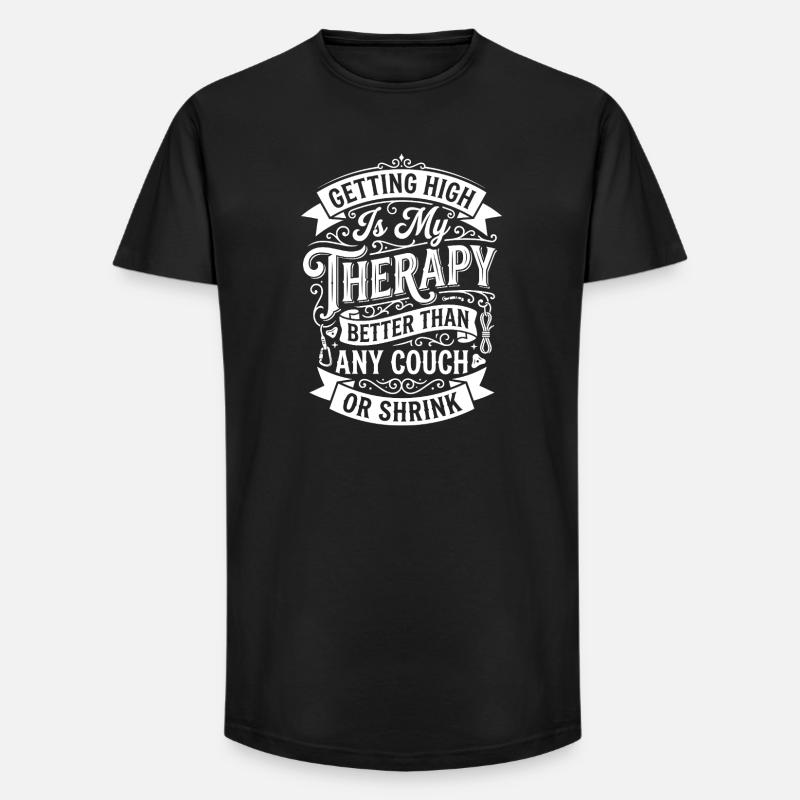 Getting High Is My Therapy - Long Fit Men's T-Shirt - black