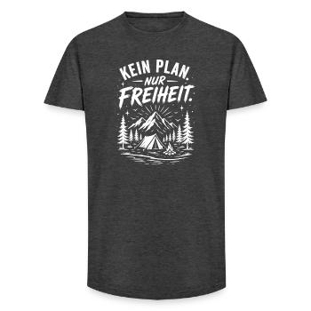Outdoor Freiheit Berge Camping Motiv - Long Fit Männer T-Shirt - Anthrazit - Vorne - AI Model Male 185 light (185cm)