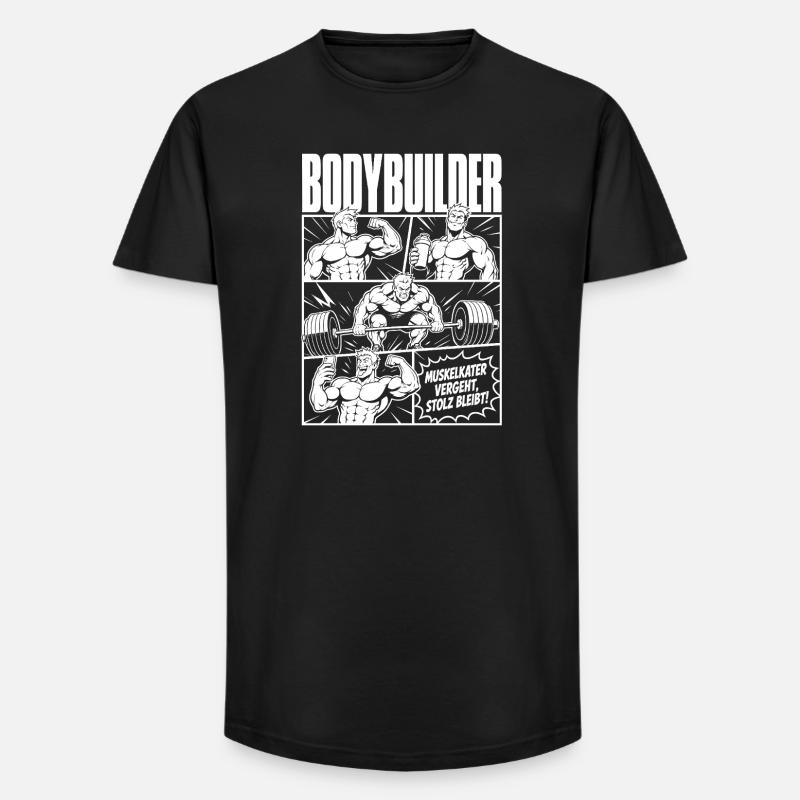 Bodybuilder Training Comic Stolz - Long Fit Männer T-Shirt - Schwarz