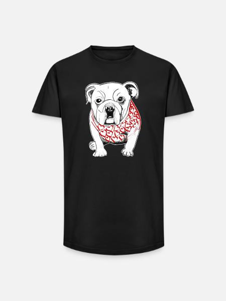 Chiot bouledogue - T-shirt coupe longue homme - noir