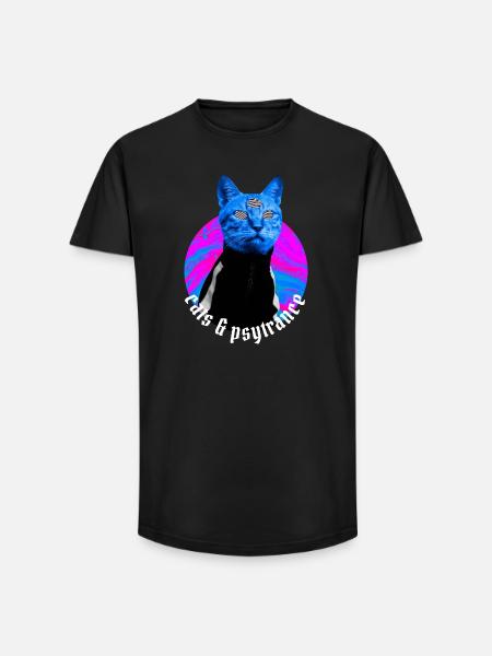 Cats & Psytrance - Rave outfit Psy trance - Long Fit Men's T-Shirt - black